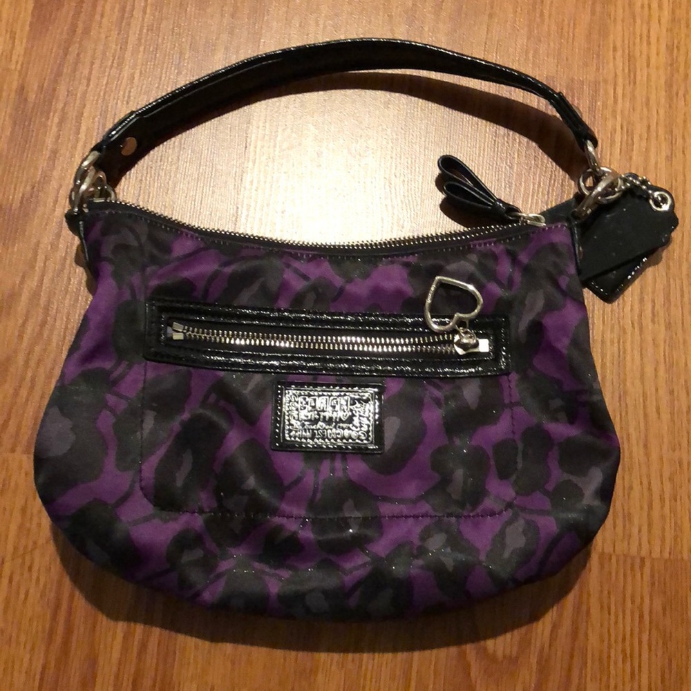 Coach Dark Purple And Black Handbag